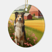 Standard-Collie in der Landwirtschaft Keramik Ornament (Links)