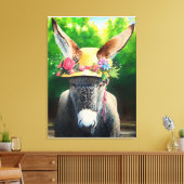 Standard-Donkey/Burro in Rose/daisy-Blume, dass Leinwanddruck (Insitu (Wohnzimmer))