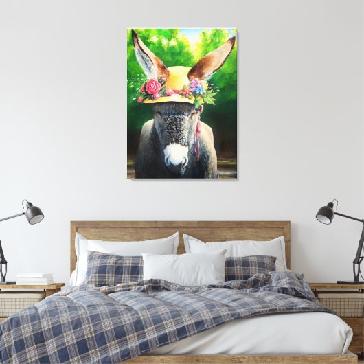 Standard-Donkey/Burro in Rose/daisy-Blume, dass Leinwanddruck (Insitu (Schlafzimmer))
