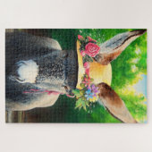 Standard-Donkey/Burro in Rose/daisy-Blume, dass Puzzle (Horizontal)