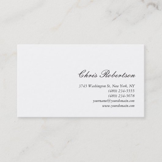 Standard-Kalligrafie-Script-White-Visitenkarte Visitenkarte (Vorderseite)