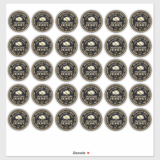 Standard Mason Jar Lid Honey Label Daisy 2.125" (Blatt)