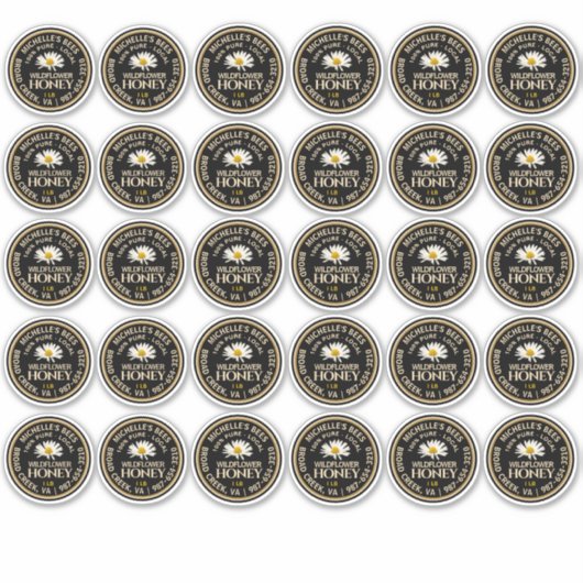 Standard Mason Jar Lid Honey Label Daisy 2.125" (Vorderseite)