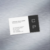 Standard Monogram Modern White Black Business Card Magnetische Visitenkarte (Beispiel)