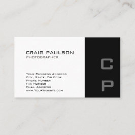 Standard Monogram Modern White Black Business Card Visitenkarte