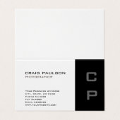 Standard Monogram Modern White Black Business Card Visitenkarten (Außenseite Aufgefaltet)