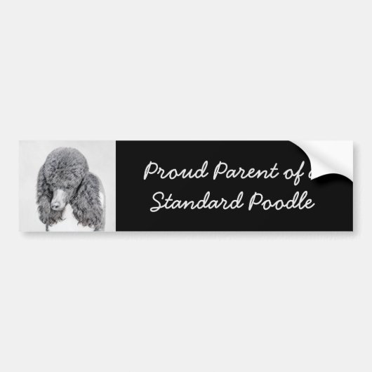 Standard Poodle Black Parti Painting - Dog Art Autoaufkleber (Vorne)