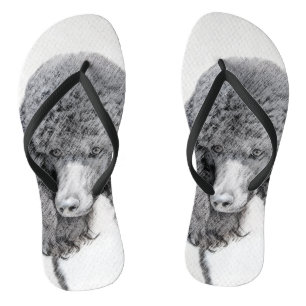 Standard Poodle Black Parti Painting - Dog Art Badesandalen