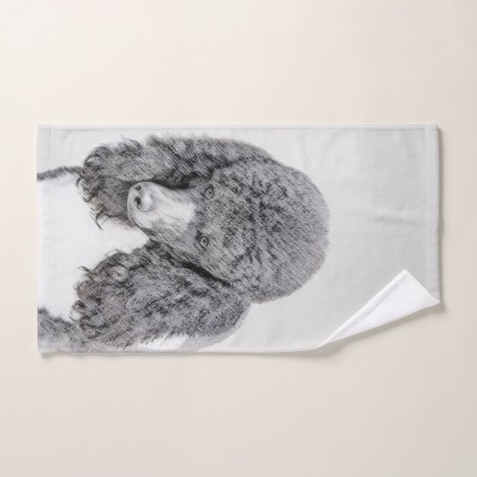 Standard Poodle Black Parti Painting - Dog Art Badhandtuch Set (Handtuch)