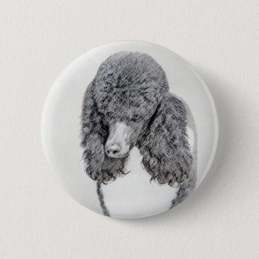 Standard Poodle Black Parti Painting - Dog Art Button (Vorderseite)
