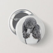 Standard Poodle Black Parti Painting - Dog Art Button (Vorne & Hinten)
