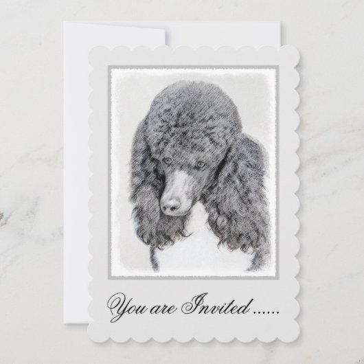 Standard Poodle Black Parti Painting - Dog Art Einladung (Vorderseite)