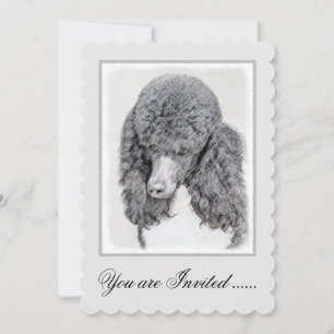 Standard Poodle Black Parti Painting - Dog Art Einladung
