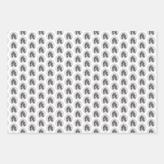 Standard Poodle Black Parti Painting - Dog Art Geschenkpapier Set (Vorderseite 2)