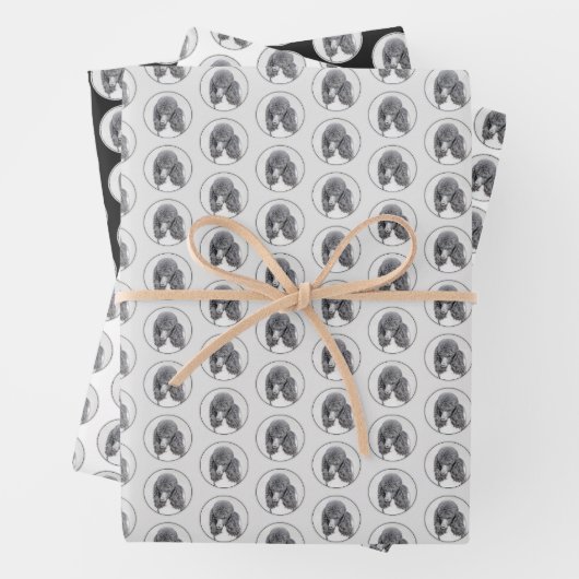 Standard Poodle Black Parti Painting - Dog Art Geschenkpapier Set (Beispiel)
