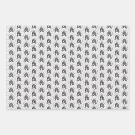 Standard Poodle Black Parti Painting - Dog Art Geschenkpapier Set (Vorderseite)