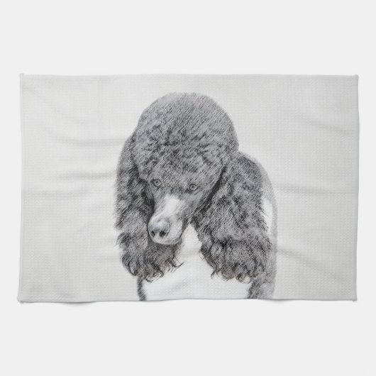 Standard Poodle Black Parti Painting - Dog Art Geschirrtuch (Horizontal)