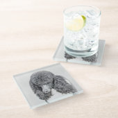 Standard Poodle Black Parti Painting - Dog Art Glasuntersetzer (Schrägansicht)