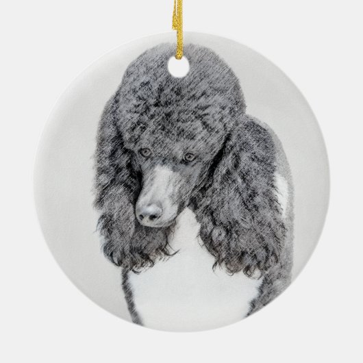 Standard Poodle Black Parti Painting - Dog Art Keramik Ornament (Hinten)