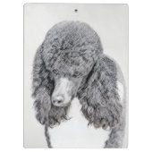 Standard Poodle Black Parti Painting - Dog Art Klemmbrett (Rückseite)