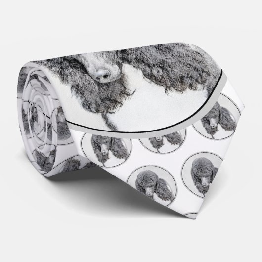 Standard Poodle Black Parti Painting - Dog Art Krawatte (Gerollt)