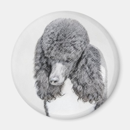 Standard Poodle Black Parti Painting - Dog Art Magnet (Vorne)
