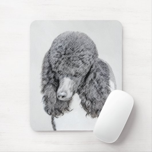 Standard Poodle Black Parti Painting - Dog Art Mousepad (Mit Mouse)