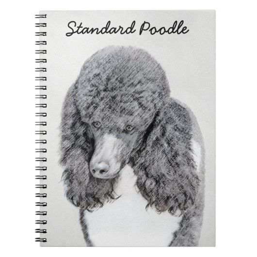 Standard Poodle Black Parti Painting - Dog Art Notizblock (Vorderseite)