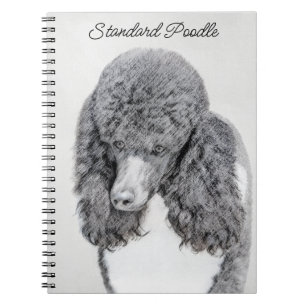 Standard Poodle Black Parti Painting - Dog Art Notizblock