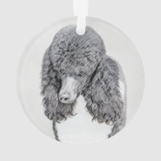 Standard Poodle Black Parti Painting - Dog Art Ornament (Rückseite)