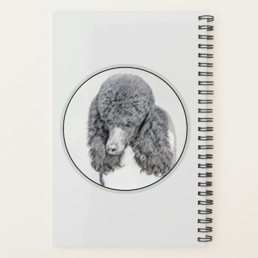 Standard Poodle Black Parti Painting - Dog Art Planer (Rückseite)