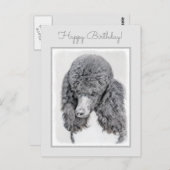 Standard Poodle Black Parti Painting - Dog Art Postkarte (Vorne/Hinten)