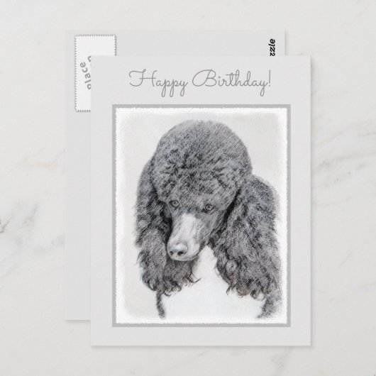 Standard Poodle Black Parti Painting - Dog Art Postkarte (Vorne/Hinten)