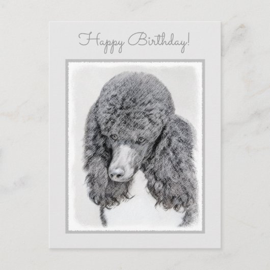 Standard Poodle Black Parti Painting - Dog Art Postkarte (Vorderseite)