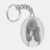 Standard Poodle Black Parti Painting - Dog Art Schlüsselanhänger (Vorderseite links)