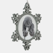 Standard Poodle Black Parti Painting - Dog Art Schneeflocken Zinn-Ornament (Links)