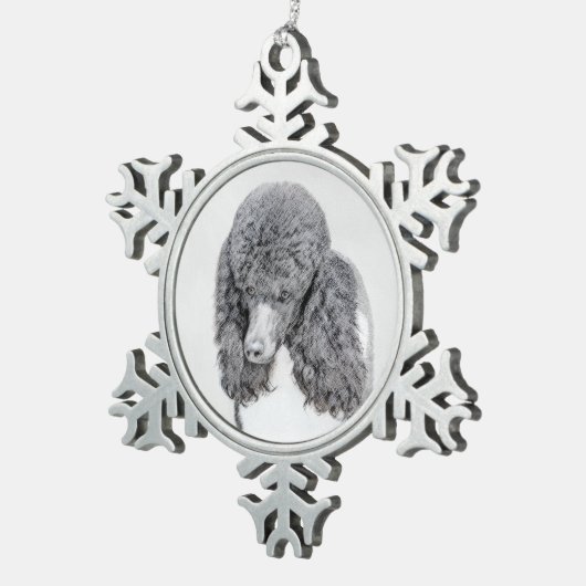 Standard Poodle Black Parti Painting - Dog Art Schneeflocken Zinn-Ornament (Rechts)