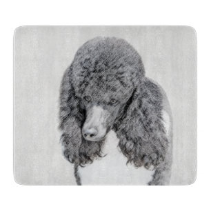 Standard Poodle Black Parti Painting - Dog Art Schneidebrett