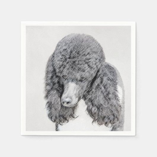 Standard Poodle Black Parti Painting - Dog Art Serviette (Vorderseite)
