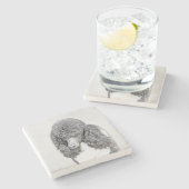 Standard Poodle Black Parti Painting - Dog Art Steinuntersetzer (Seitenansicht)