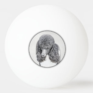 Standard Poodle Black Parti Painting - Dog Art Tischtennisball