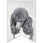 Standard Poodle Black Parti Painting - Dog Art Wimpelkette (Dritte Fahne)