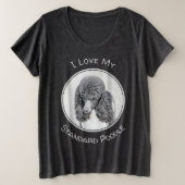Standard Poodle Black Parti Painting - Hund Art Große Größe T-Shirt (Design vorne)