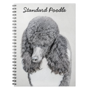 Standard Poodle Black Parti Painting - Hund Art Notizblock