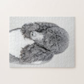 Standard Poodle Black Parti Painting - Hund Art Puzzle (Horizontal)