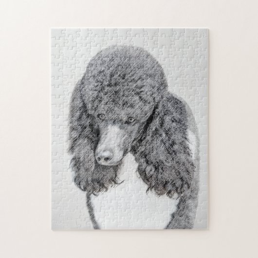 Standard Poodle Black Parti Painting - Hund Art Puzzle (Vertikal)