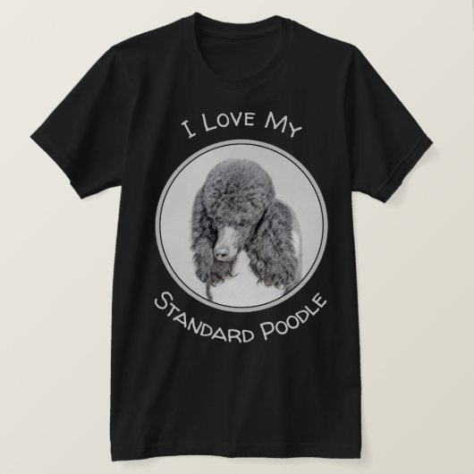 Standard Poodle Black Parti Painting - Hund Art T-Shirt (Design vorne)