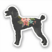Standard Poodle Dog Breed Boho Floral Silhouette Aufkleber (Vorderseite)