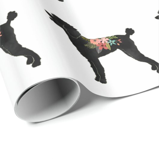 Standard Poodle Dog Breed Boho Floral Silhouette Geschenkpapier (Rolleneckpunkt)
