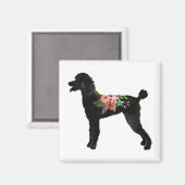 Standard Poodle Dog Breed Boho Floral Silhouette Magnet (Vorderseite/Rückseite)